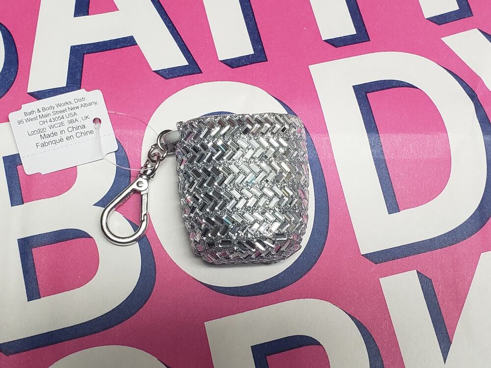 BBW Silver Herringbone Gemstone Keychain PocketBac Holder Purse Keychain